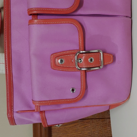 Coach Garden Pink Twill Large Shoulder Bag - Picture 3 of 17